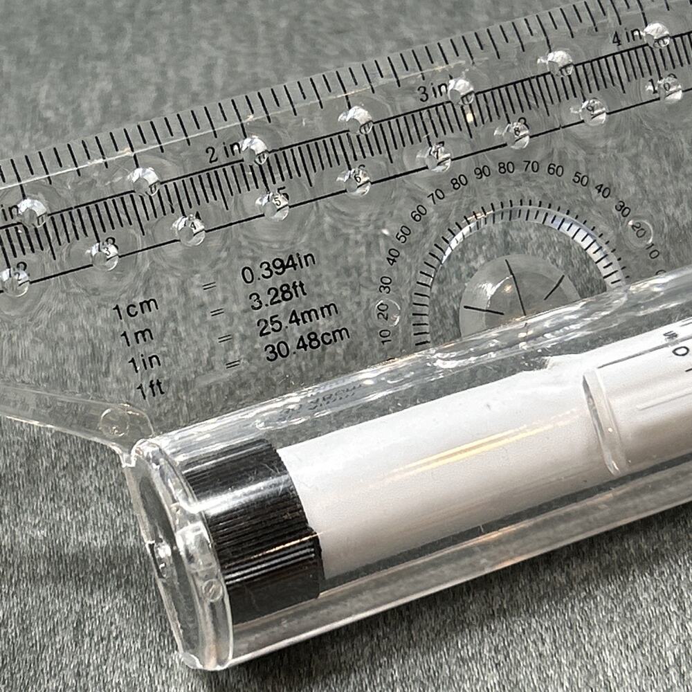 Clear Plastic Rolling Parallel Ruler 6” Multi Purpose Drafting Tool Protractor - Picture 5 of 5